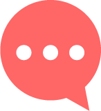 Red speech bubble icon with three dots and a transparent background