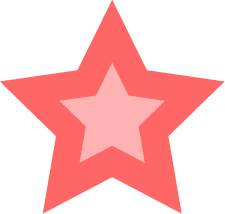 Şeffaf arka plan üzerinde, içinde daha küçük pembe bir yıldız olan kırmızı yıldız simgesi