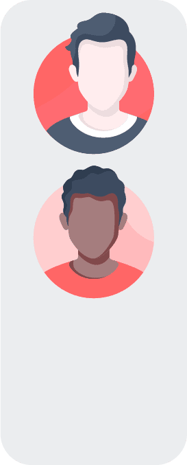 Illustration of two avatar icons with different skin tones on a light grey background
