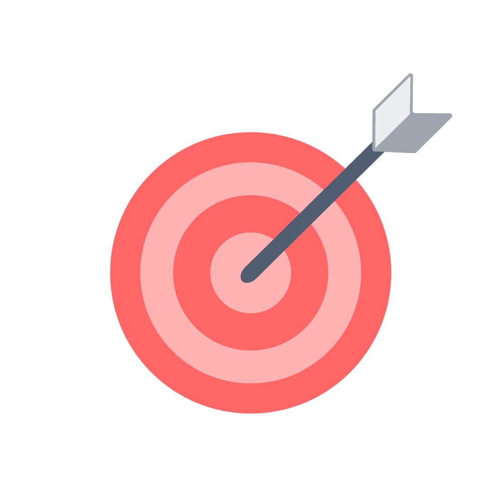 Şeffaf arka plan üzerinde, ortasına bir ok isabet eden kırmızı hedef simgesi