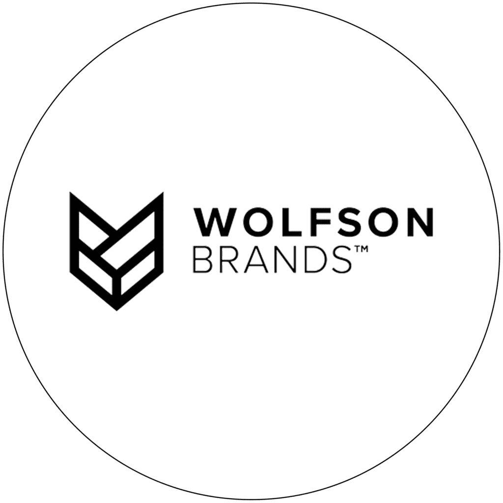 Wolfson Brands logo in black and white with a transparent background