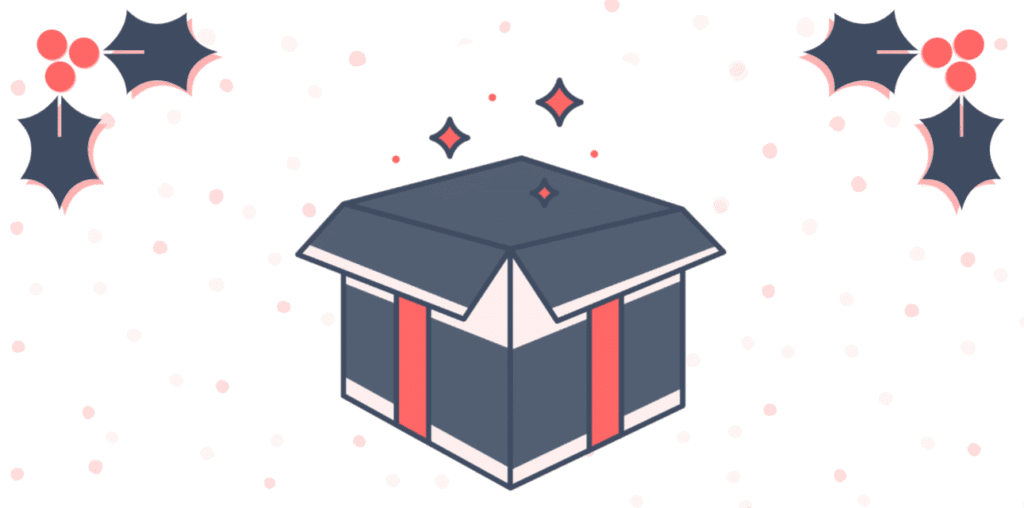 Festive parcel illustration with holiday accents