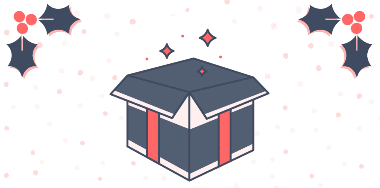 Festive parcel illustration with holiday accents