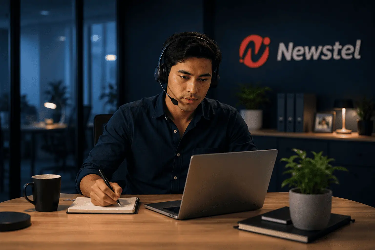 Customer support adviser resolving an urgent customer issue